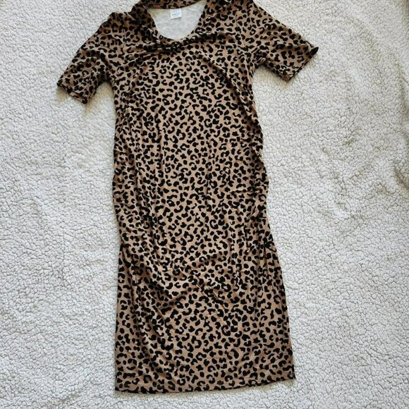 TIME & TRU Leopard Animal Print Maternity Dress NWT Sz S Baby Shower Gifting - Picture 3 of 7